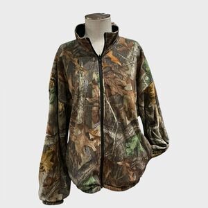 Duxbak Realtree Camo Reversible Jacket Vintage Hunting Fleece Black Nylon 2XL